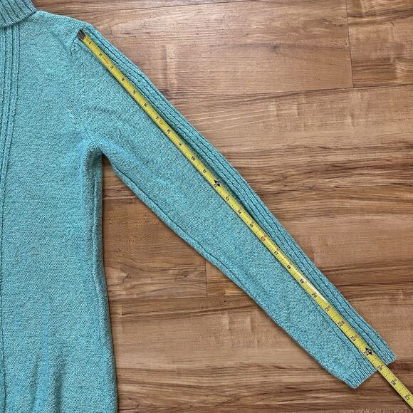 SUNDANCE L Turquoise Toasty Tweed Rib Knit Turtleneck Sweater Soft Cozy Winter - Picture 13 of 16